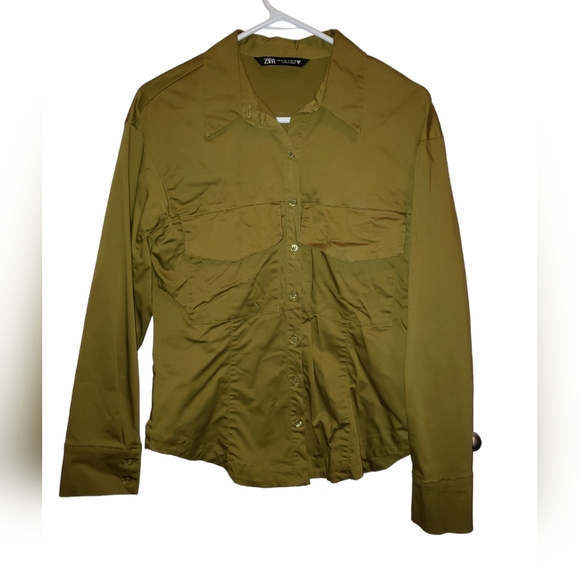 Zara Women's Size S Long Sleeve Button-Down Shirt - Picture 3 of 9